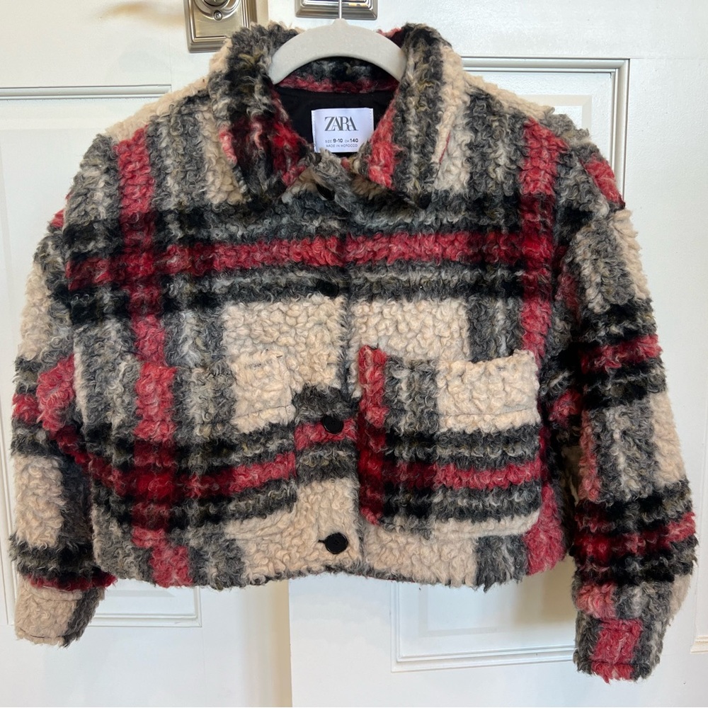 Fuzzy Plaid Girls Zara Jacket